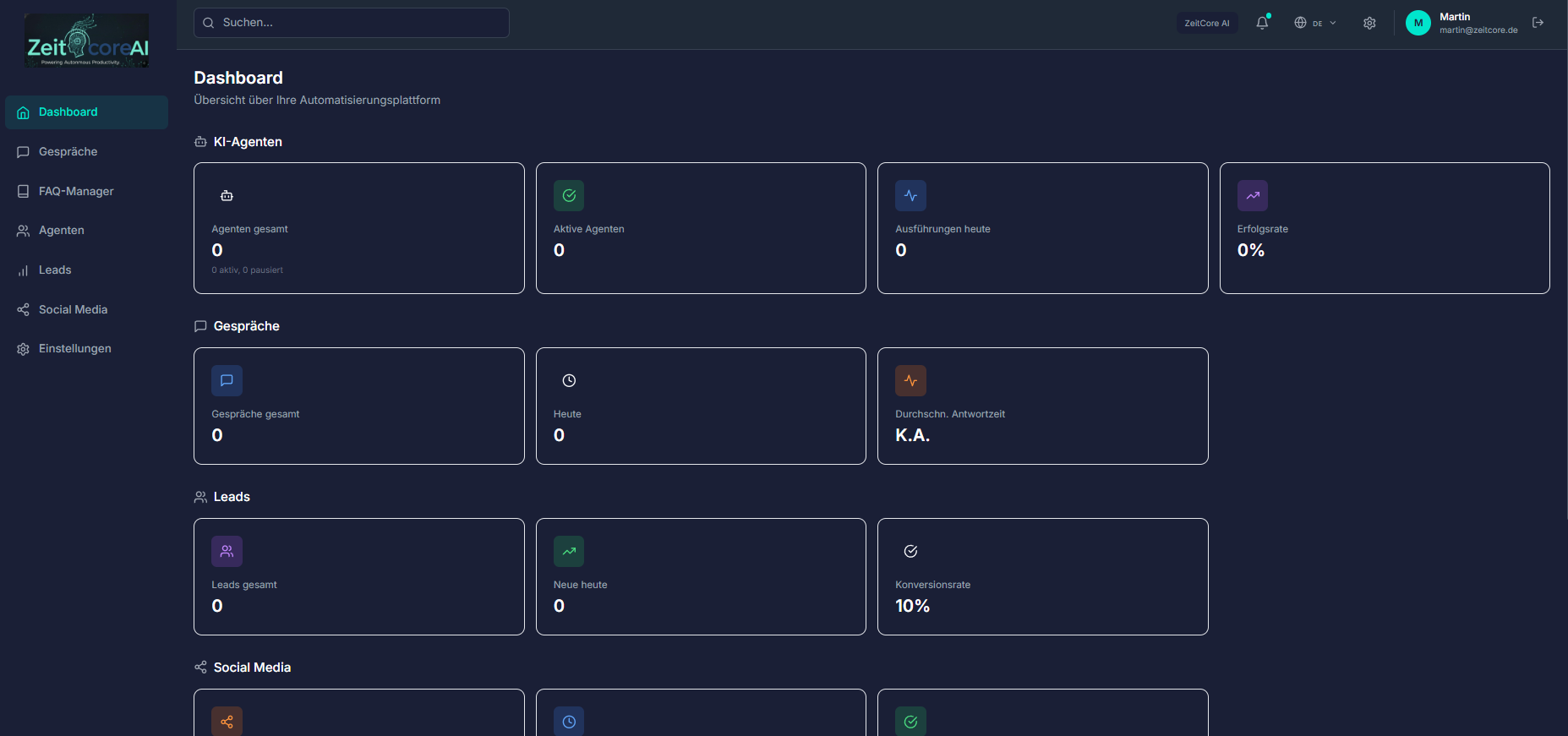 Dashboard Übersicht